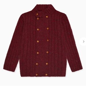 La Coqueta Burgundy Bolo Merino Boy Cardigan - Size 8Y